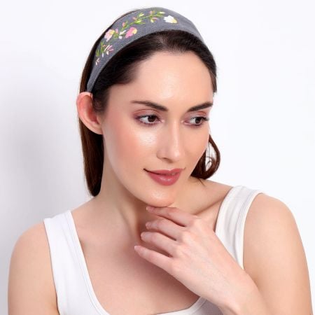 Hand Embroidered Floral Headband